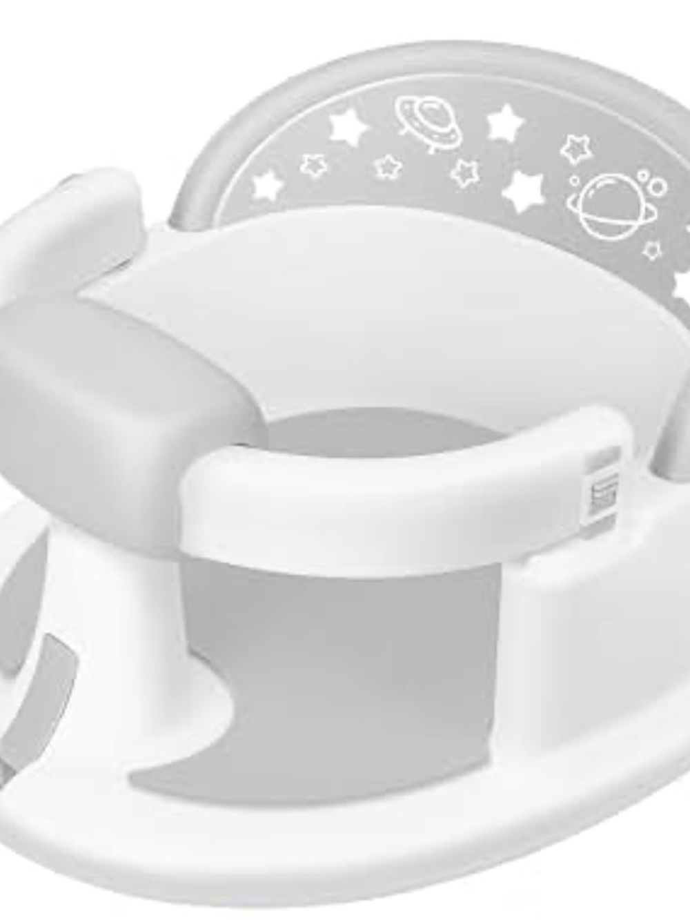 Baby Bath Seat with Supportive Backrest - White and Gray